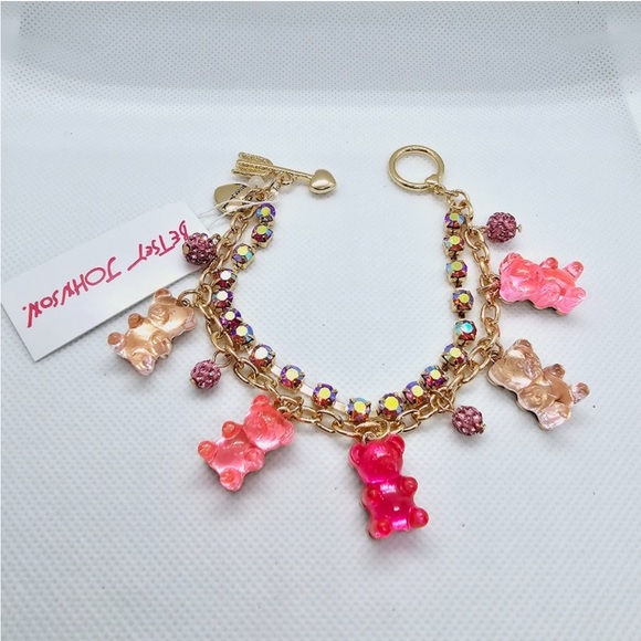 Betsey Johnson “Lovely in Pink” Gummy Bear Fireball Charm Bracelet NWT - Picture 2 of 5